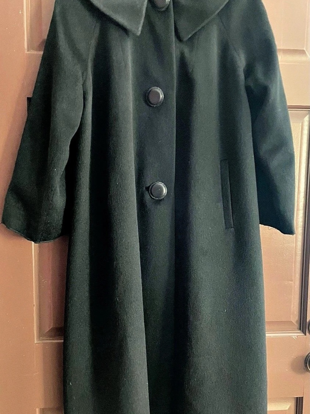 Vintage Hockanum Wool-Blend Pea Coat in Black